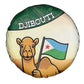 African Djibouti Spare Tire Cover Camel Holding Jabuuti Flag - African Pride