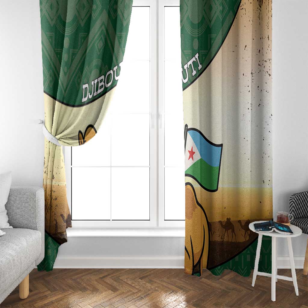 African Djibouti Window Curtain Camel Holding Jabuuti Flag - African Pride