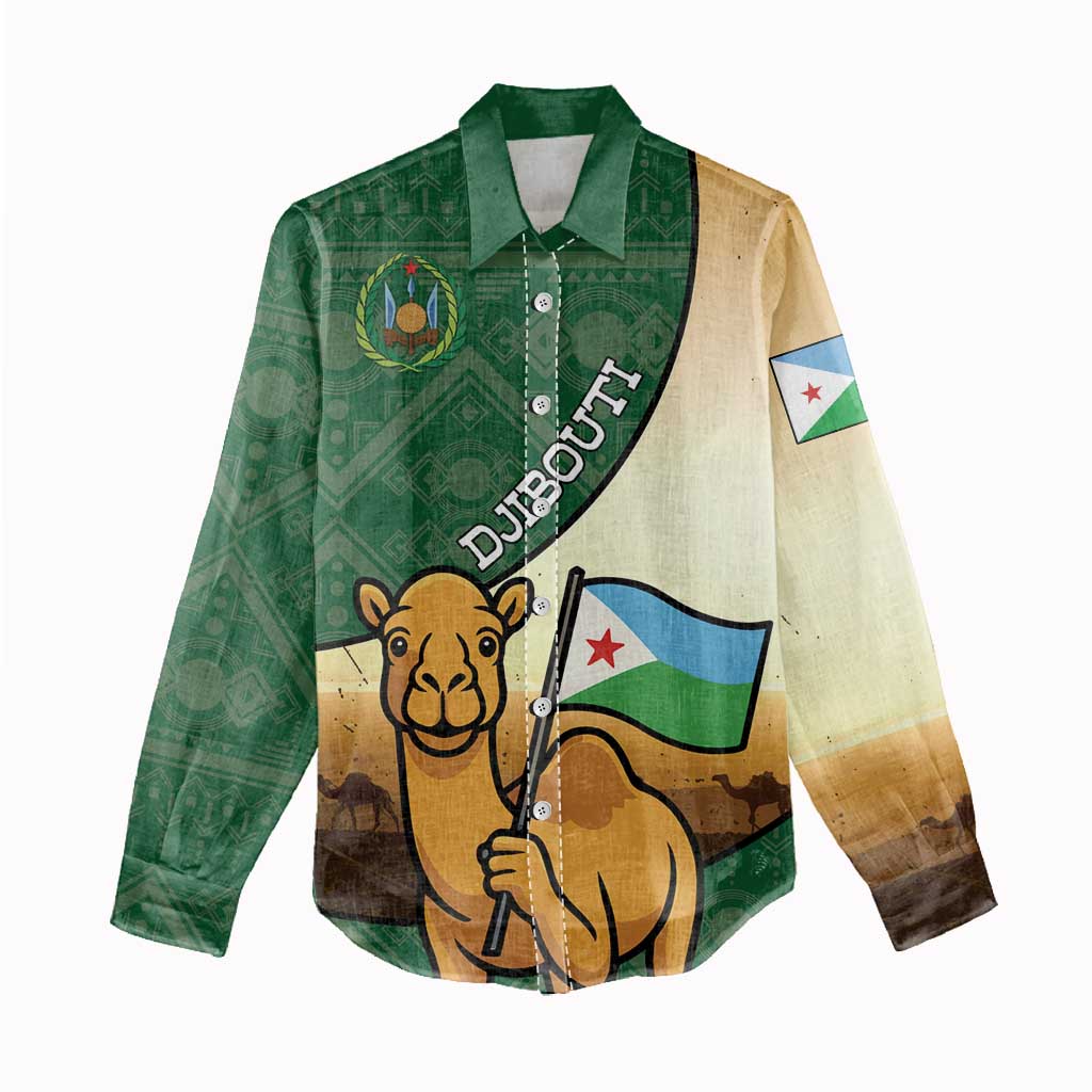 Personalized African Djibouti Women Casual Shirt Camel Holding Jabuuti Flag - African Pride