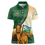 Personalized African Djibouti Women Polo Shirt Camel Holding Jabuuti Flag - African Pride