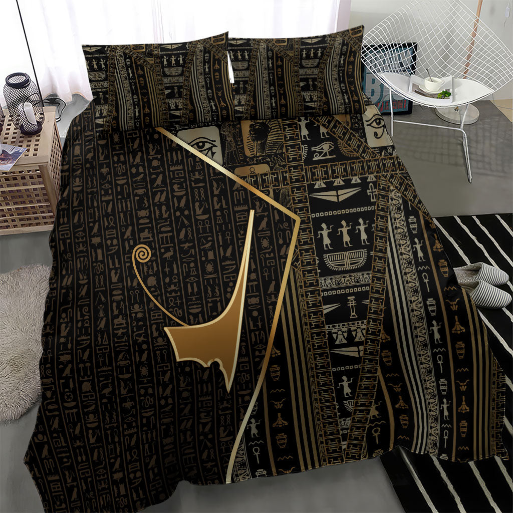 Egypt Deshret Crown Bedding Set Ancient Mythology Pharaoh With Pschent