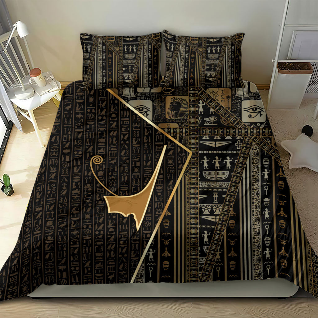 Egypt Deshret Crown Bedding Set Ancient Mythology Pharaoh With Pschent