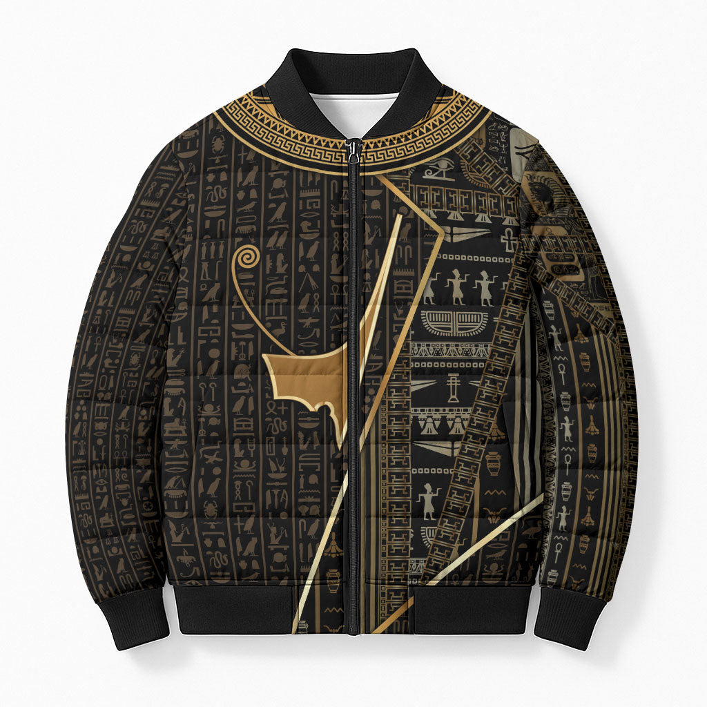 Egypt Deshret Crown Bomber Puffer Jacket Ancient Mythology Pharaoh With Pschent