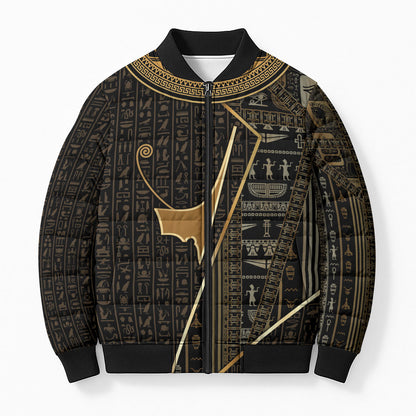 Egypt Deshret Crown Bomber Puffer Jacket Ancient Mythology Pharaoh With Pschent