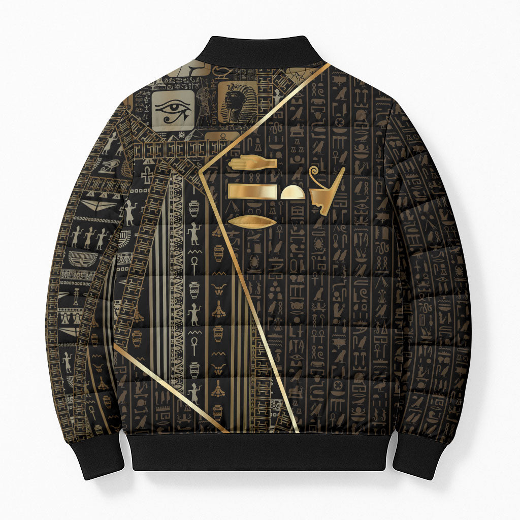 Egypt Deshret Crown Bomber Puffer Jacket Ancient Mythology Pharaoh With Pschent