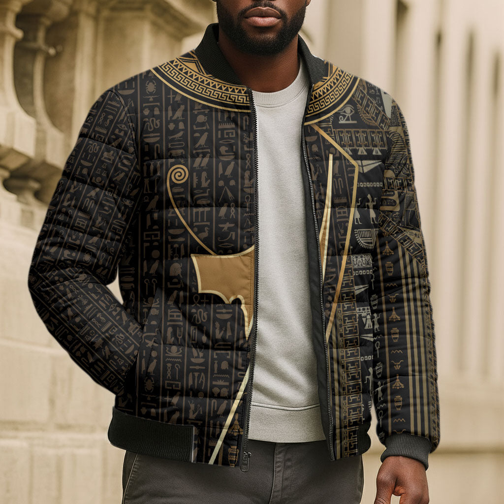 Egypt Deshret Crown Bomber Puffer Jacket Ancient Mythology Pharaoh With Pschent