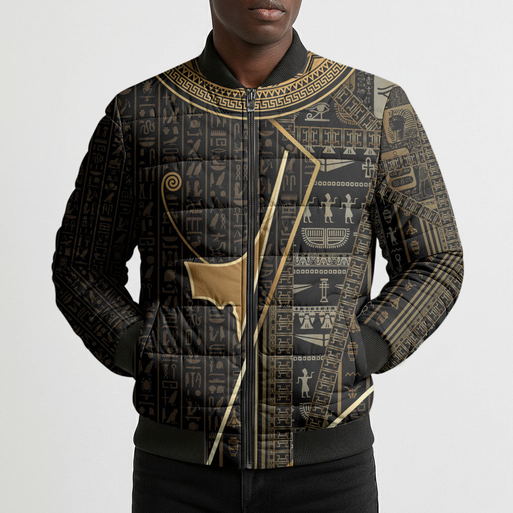 Egypt Deshret Crown Bomber Puffer Jacket Ancient Mythology Pharaoh With Pschent