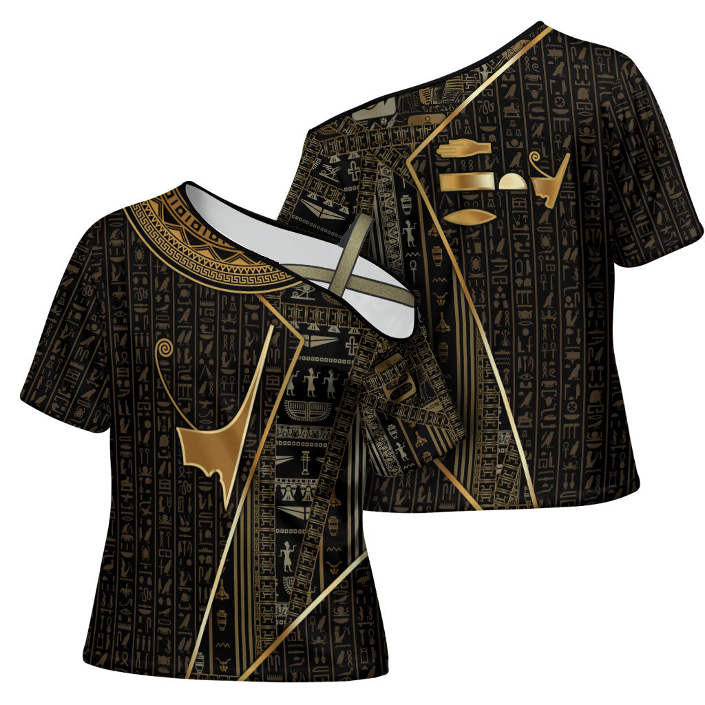 Egypt Deshret Crown Cross Shoulder Shirt Ancient Mythology Pharaoh With Pschent