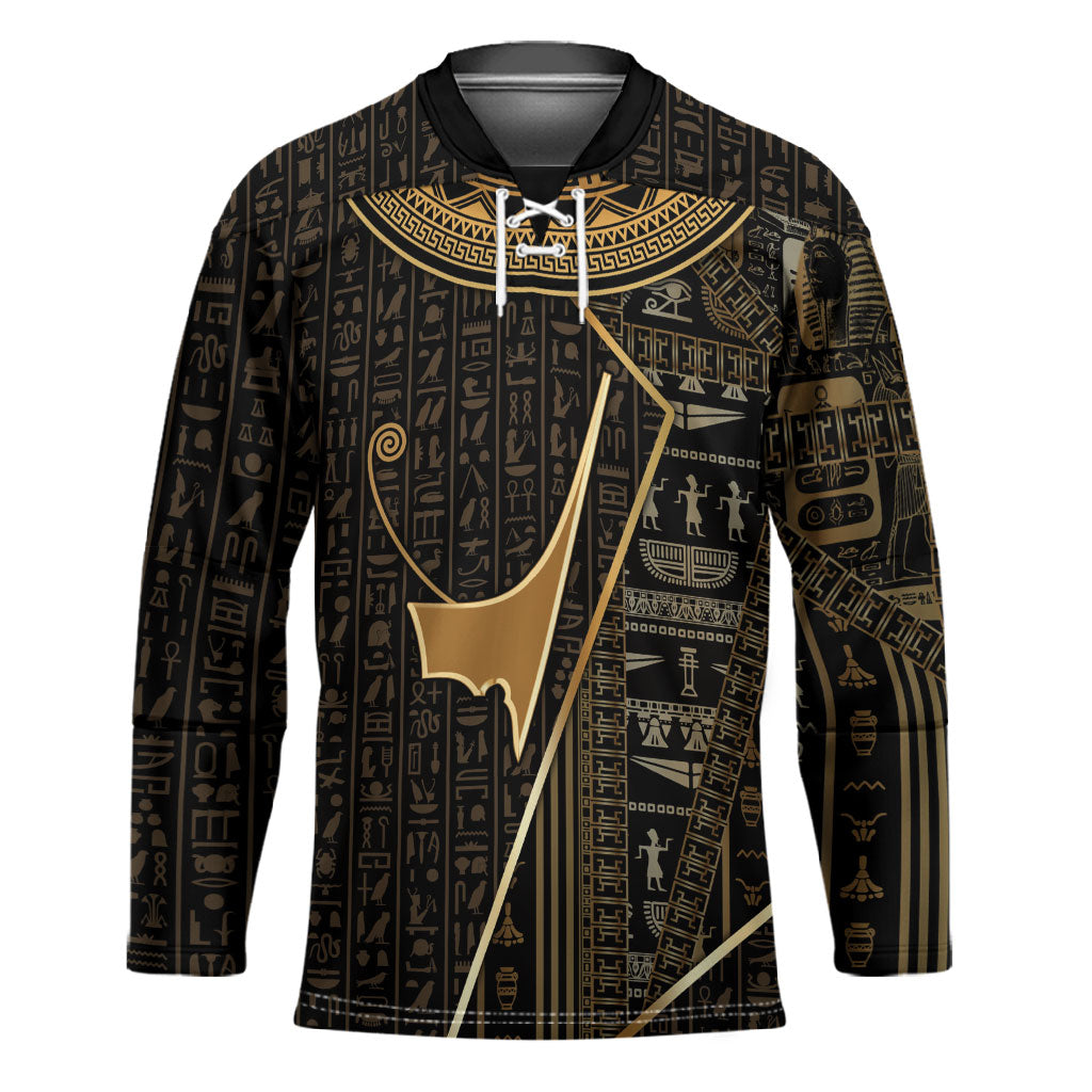 Egypt Deshret Crown Hockey Jersey Ancient Mythology Pharaoh With Pschent