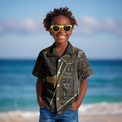 Egypt Deshret Crown Kid Hawaiian Shirt Ancient Mythology Pharaoh With Pschent