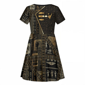 Egypt Deshret Crown Kid Short Sleeve Dress Ancient Mythology Pharaoh With Pschent