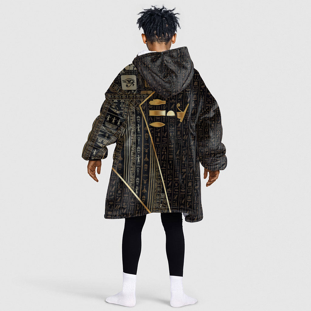 Egypt Deshret Crown Kid Wearable Blanket Hoodie Ancient Mythology Pharaoh With Pschent