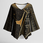 Egypt Deshret Crown Kimono Sleeve Blouse Ancient Mythology Pharaoh With Pschent
