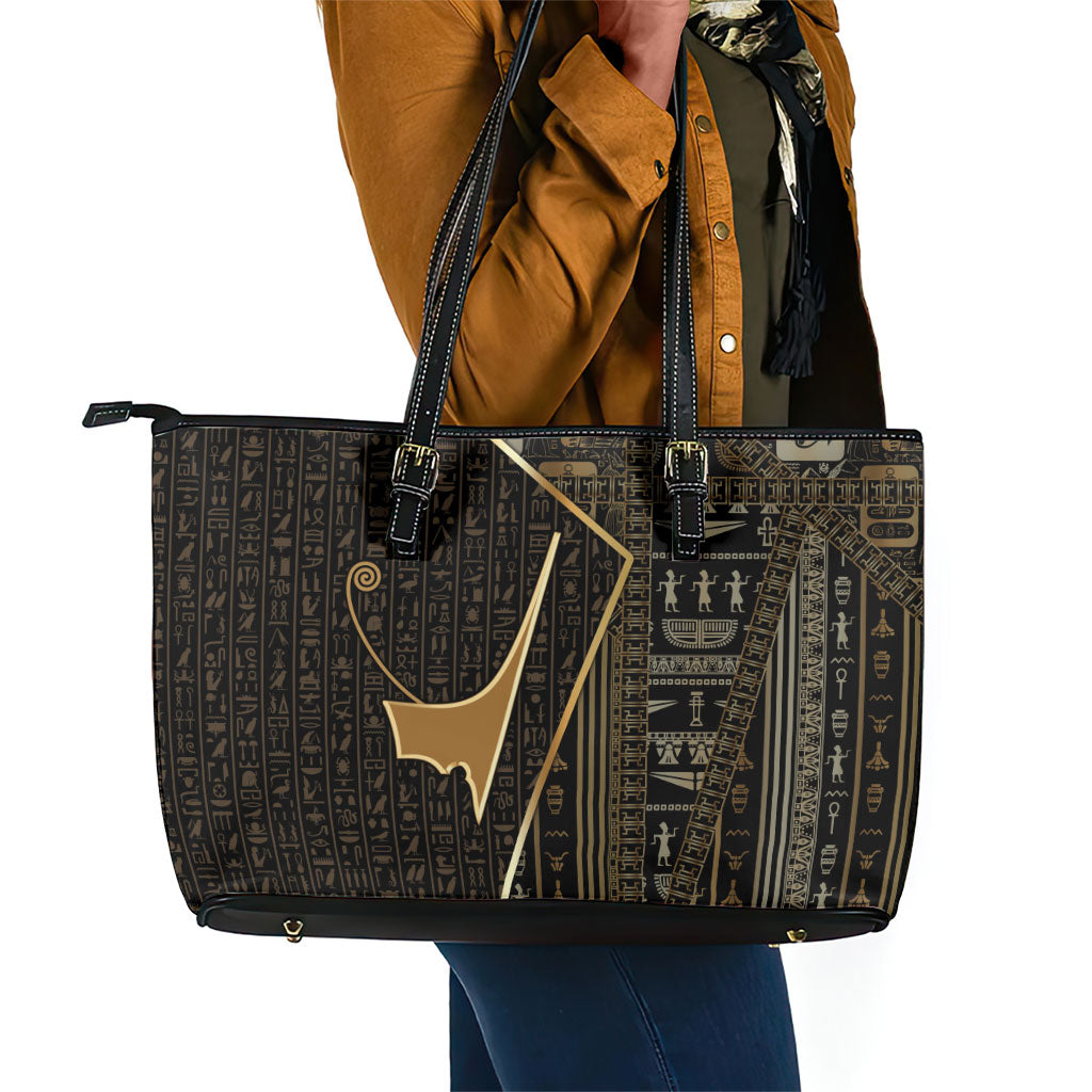 Egypt Deshret Crown Leather Tote Bag Ancient Mythology Pharaoh With Pschent