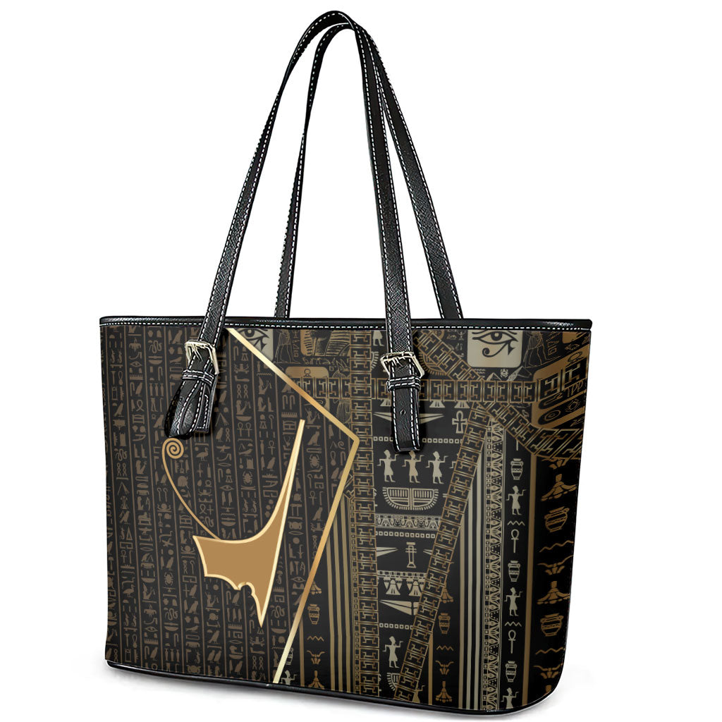 Egypt Deshret Crown Leather Tote Bag Ancient Mythology Pharaoh With Pschent