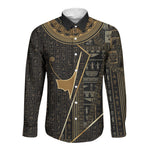 Egypt Deshret Crown Long Sleeve Button Shirt Ancient Mythology Pharaoh With Pschent