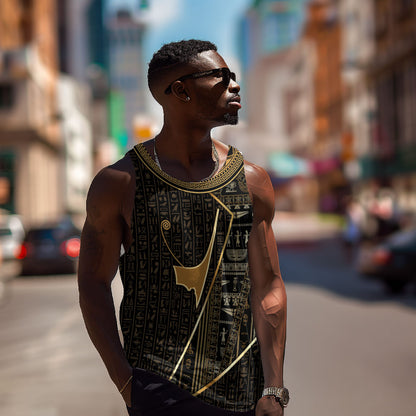 Egypt Deshret Crown Men Tank Top Ancient Mythology Pharaoh With Pschent