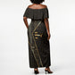 Egypt Deshret Crown Off Shoulder Maxi Dress Ancient Mythology Pharaoh With Pschent