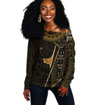 Egypt Deshret Crown Off Shoulder Sweater Ancient Mythology Pharaoh With Pschent