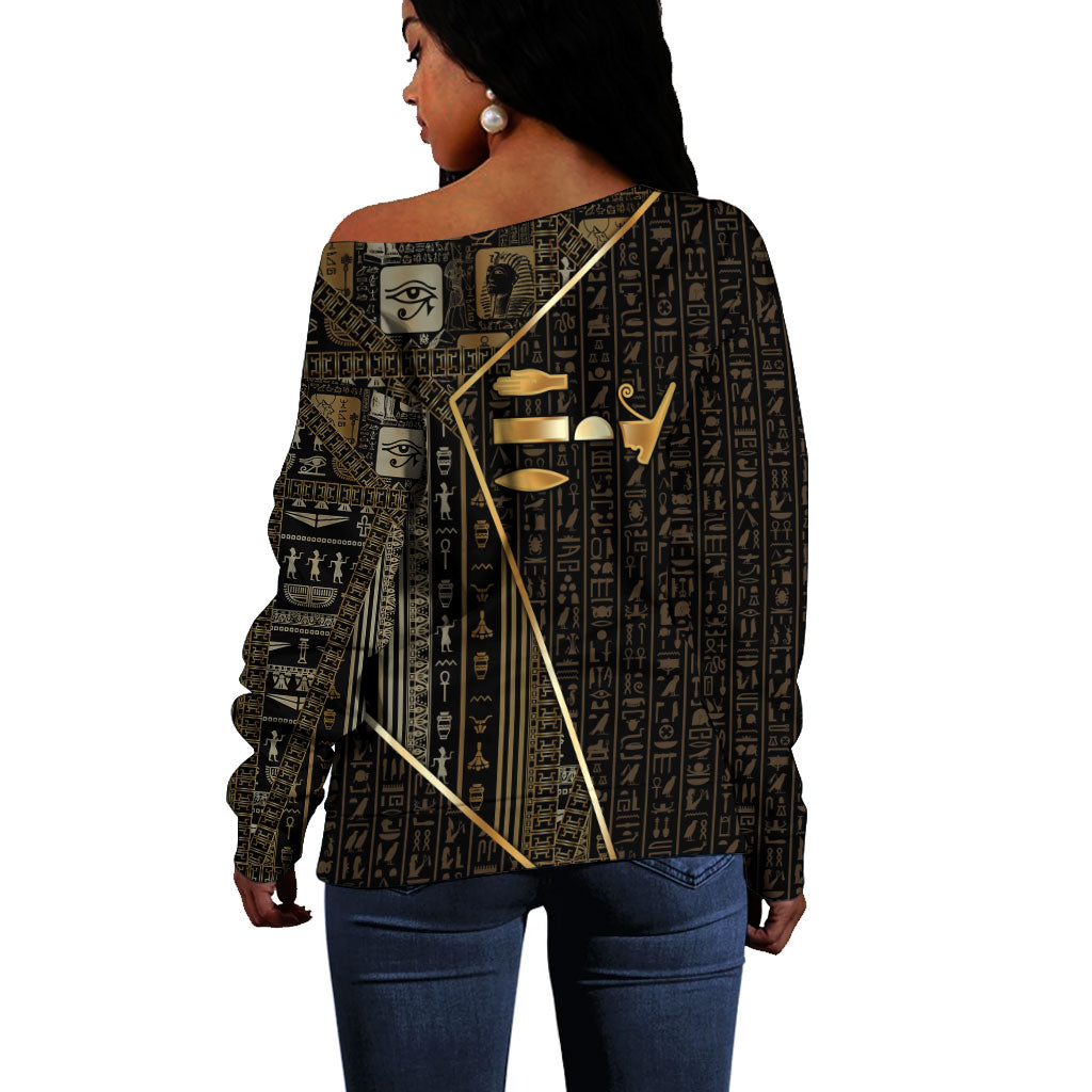 Egypt Deshret Crown Off Shoulder Sweater Ancient Mythology Pharaoh With Pschent