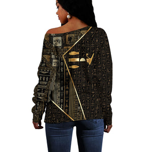 Egypt Deshret Crown Off Shoulder Sweater Ancient Mythology Pharaoh With Pschent