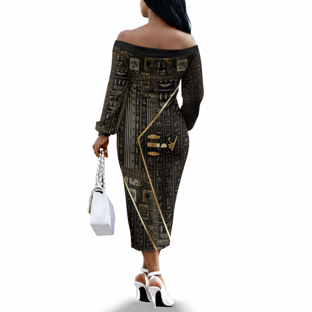 Egypt Deshret Crown Off The Shoulder Long Sleeve Dress Ancient Mythology Pharaoh With Pschent