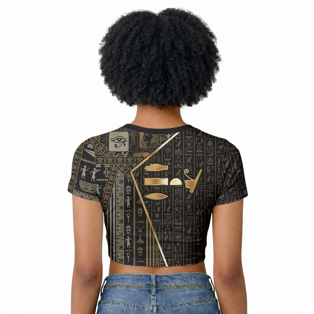Egypt Deshret Crown Raglan Cropped T shirt Ancient Mythology Pharaoh With Pschent