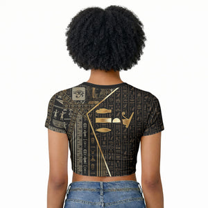 Egypt Deshret Crown Raglan Cropped T shirt Ancient Mythology Pharaoh With Pschent