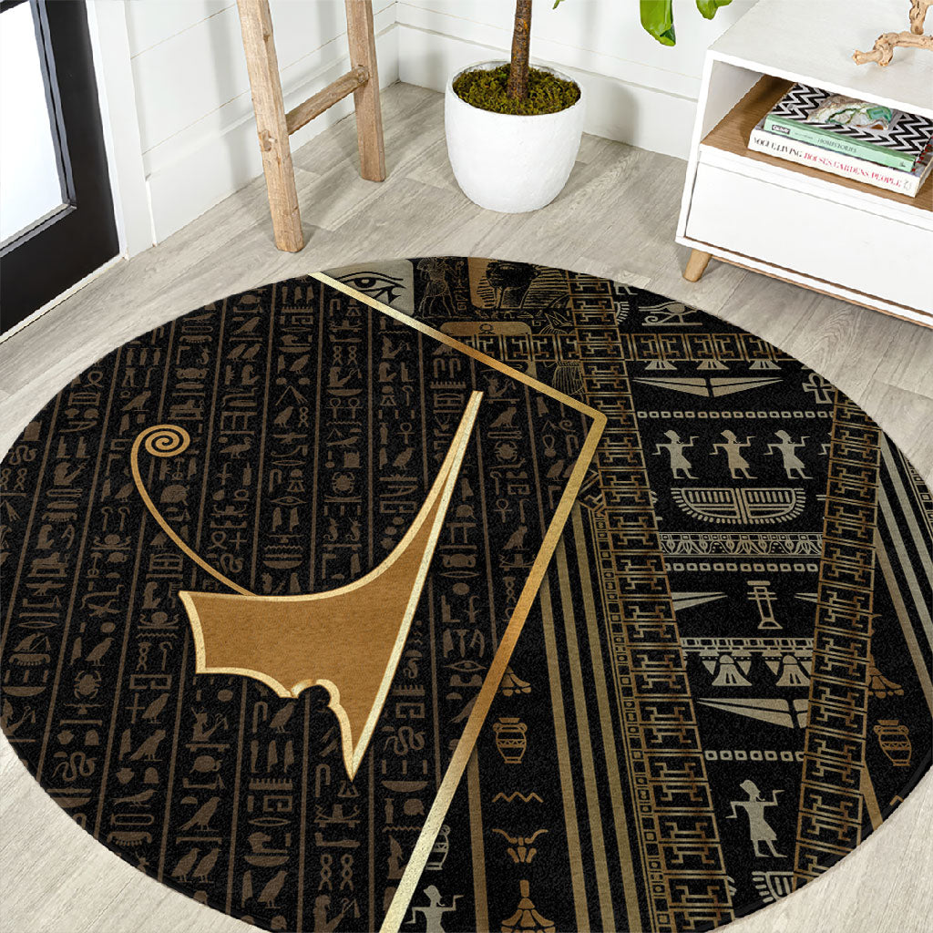 Egypt Deshret Crown Round Carpet Ancient Mythology Pharaoh With Pschent