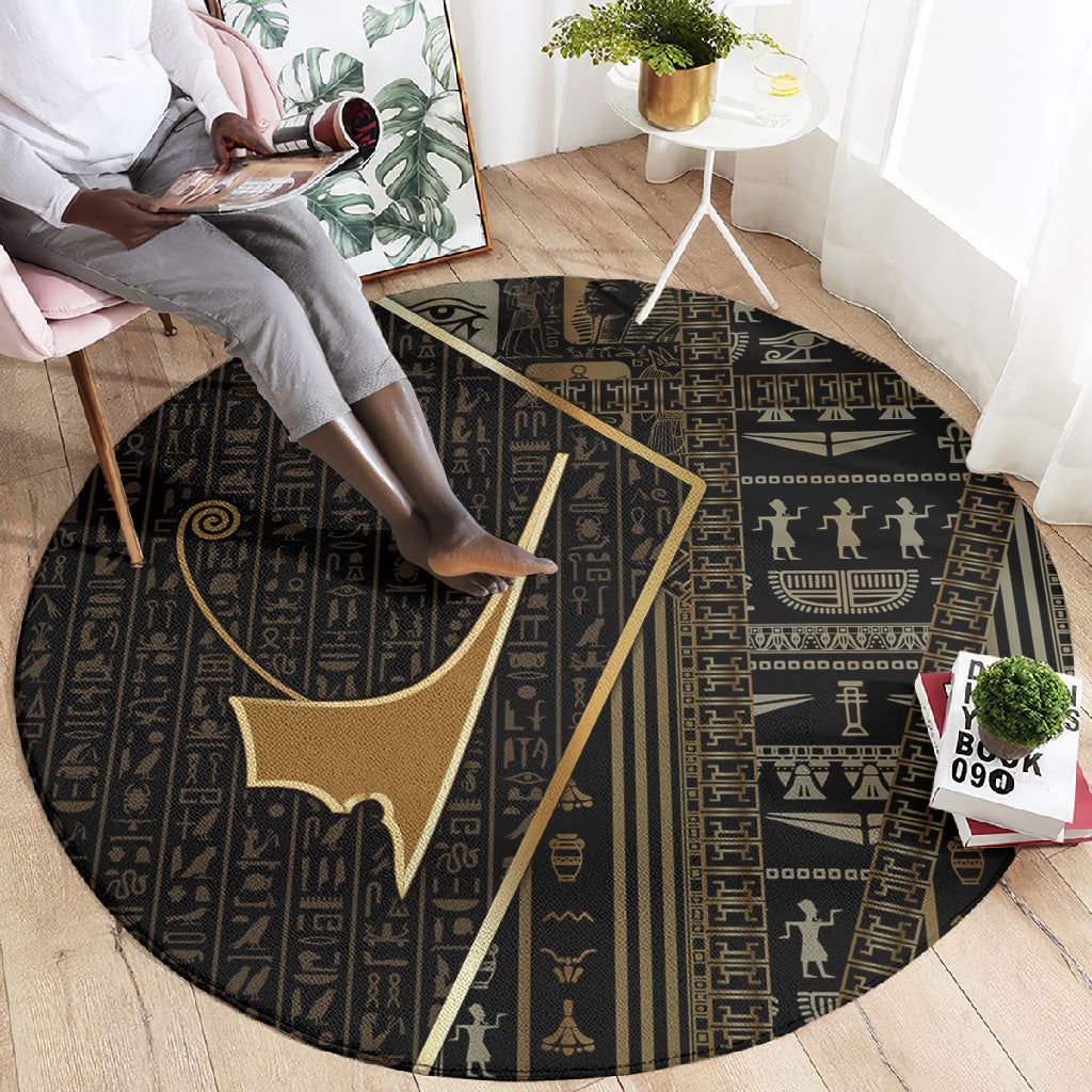 Egypt Deshret Crown Round Carpet Ancient Mythology Pharaoh With Pschent