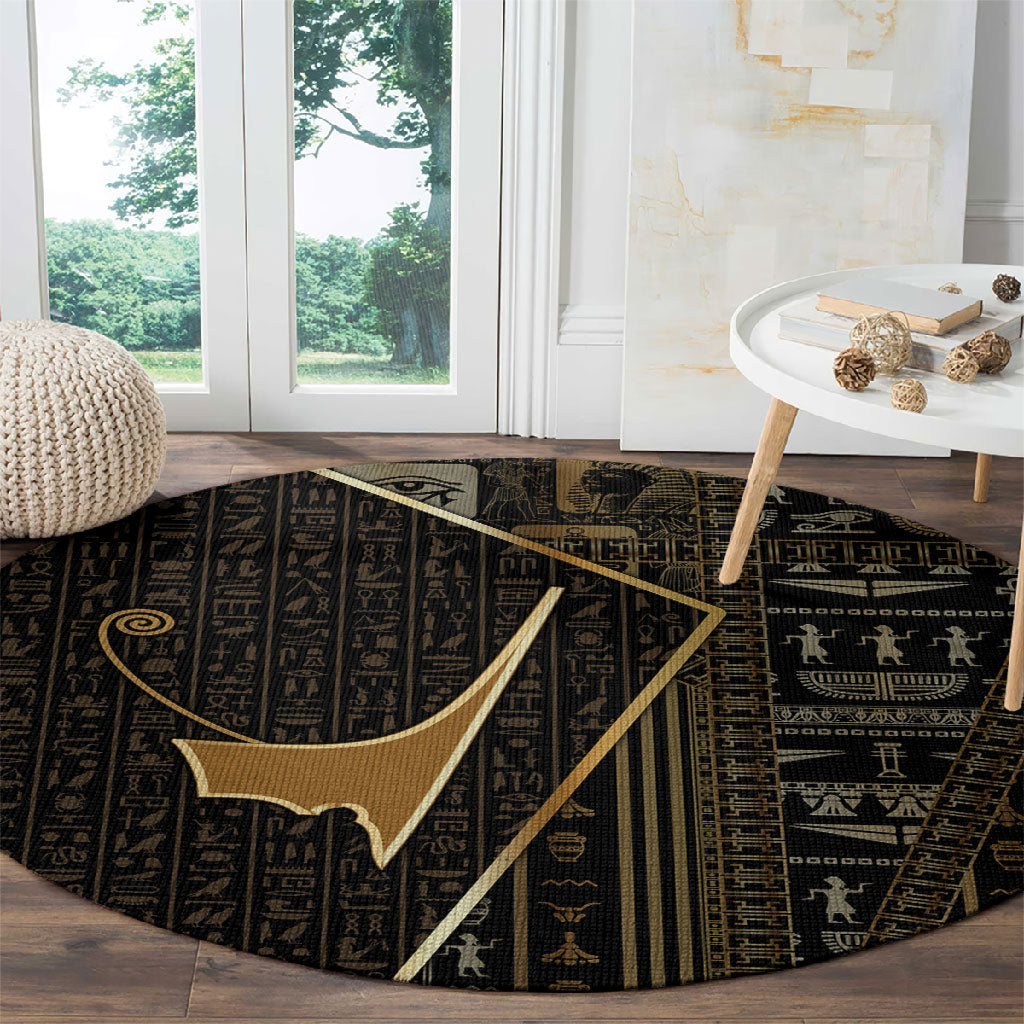Egypt Deshret Crown Round Carpet Ancient Mythology Pharaoh With Pschent