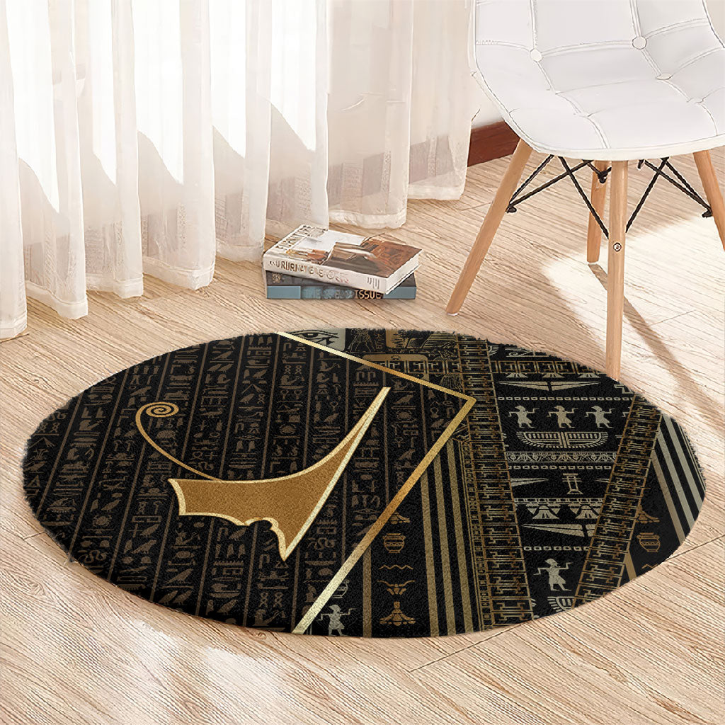 Egypt Deshret Crown Round Carpet Ancient Mythology Pharaoh With Pschent