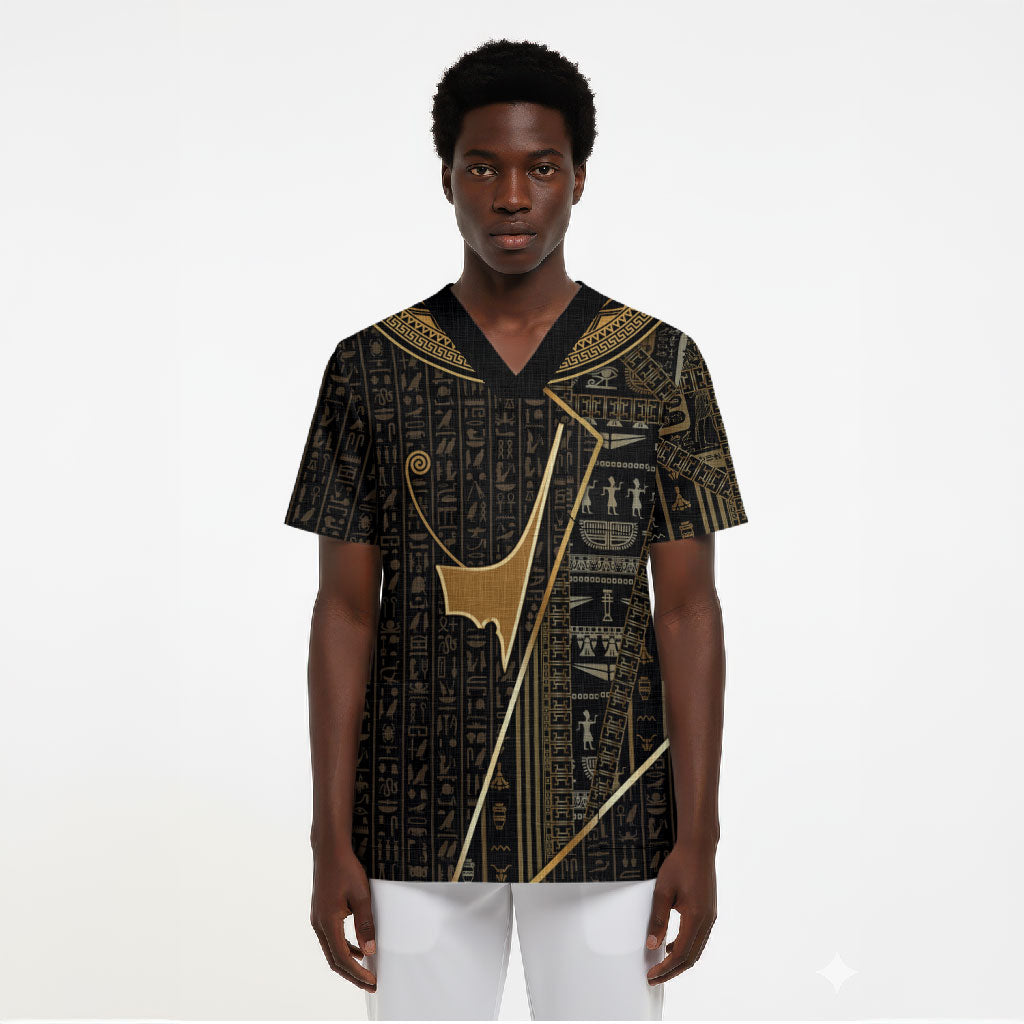 Egypt Deshret Crown Scrub Top Ancient Mythology Pharaoh With Pschent