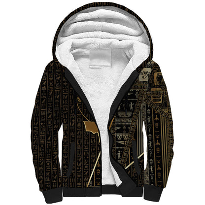Egypt Deshret Crown Sherpa Hoodie Ancient Mythology Pharaoh With Pschent