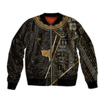Egypt Deshret Crown Sleeve Zip Bomber Jacket Ancient Mythology Pharaoh With Pschent