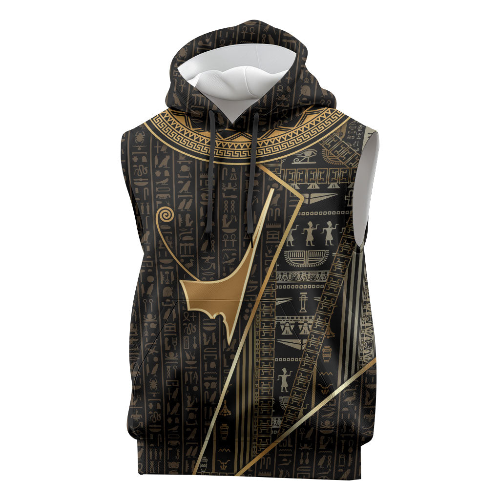 Egypt Deshret Crown Sleeveless Hoodie Ancient Mythology Pharaoh With Pschent