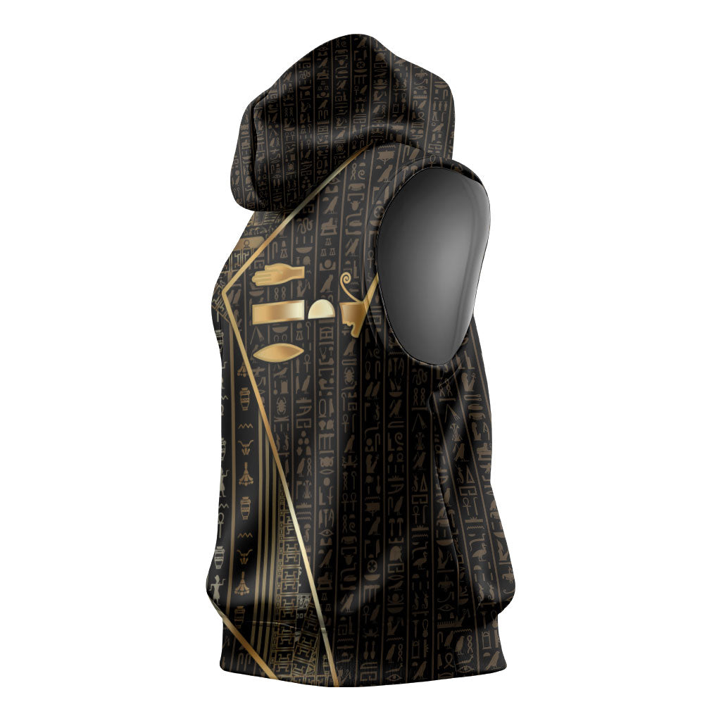 Egypt Deshret Crown Sleeveless Hoodie Ancient Mythology Pharaoh With Pschent
