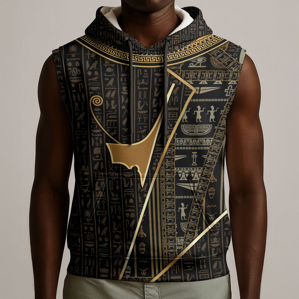 Egypt Deshret Crown Sleeveless Hoodie Ancient Mythology Pharaoh With Pschent