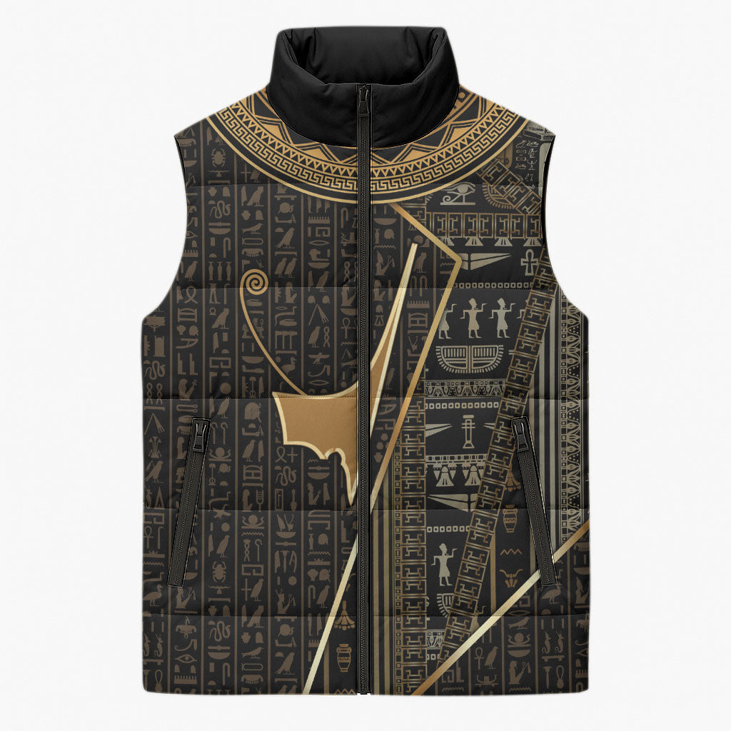 Egypt Deshret Crown Sleeveless Puffer Jacket Ancient Mythology Pharaoh With Pschent