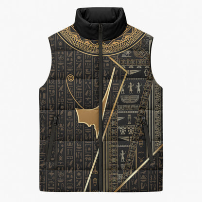 Egypt Deshret Crown Sleeveless Puffer Jacket Ancient Mythology Pharaoh With Pschent