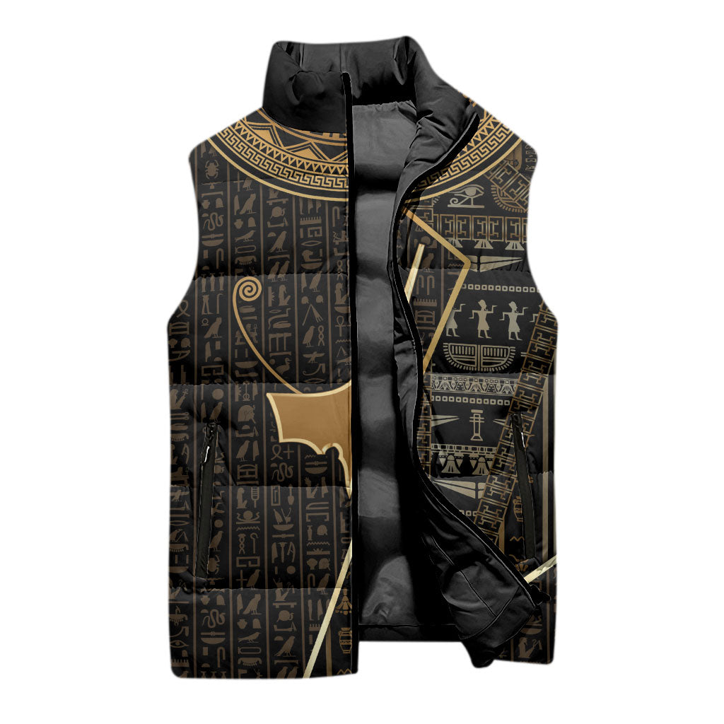 Egypt Deshret Crown Sleeveless Puffer Jacket Ancient Mythology Pharaoh With Pschent