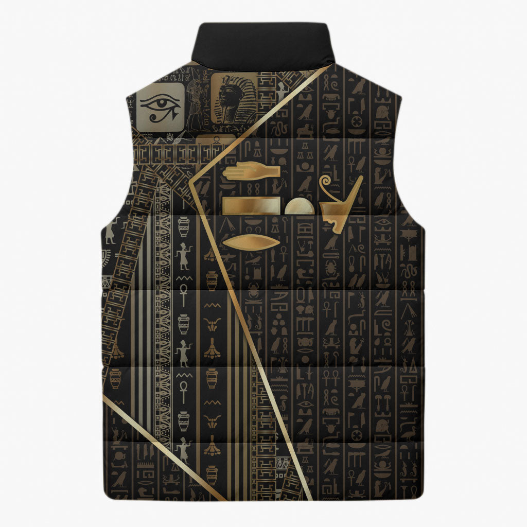 Egypt Deshret Crown Sleeveless Puffer Jacket Ancient Mythology Pharaoh With Pschent