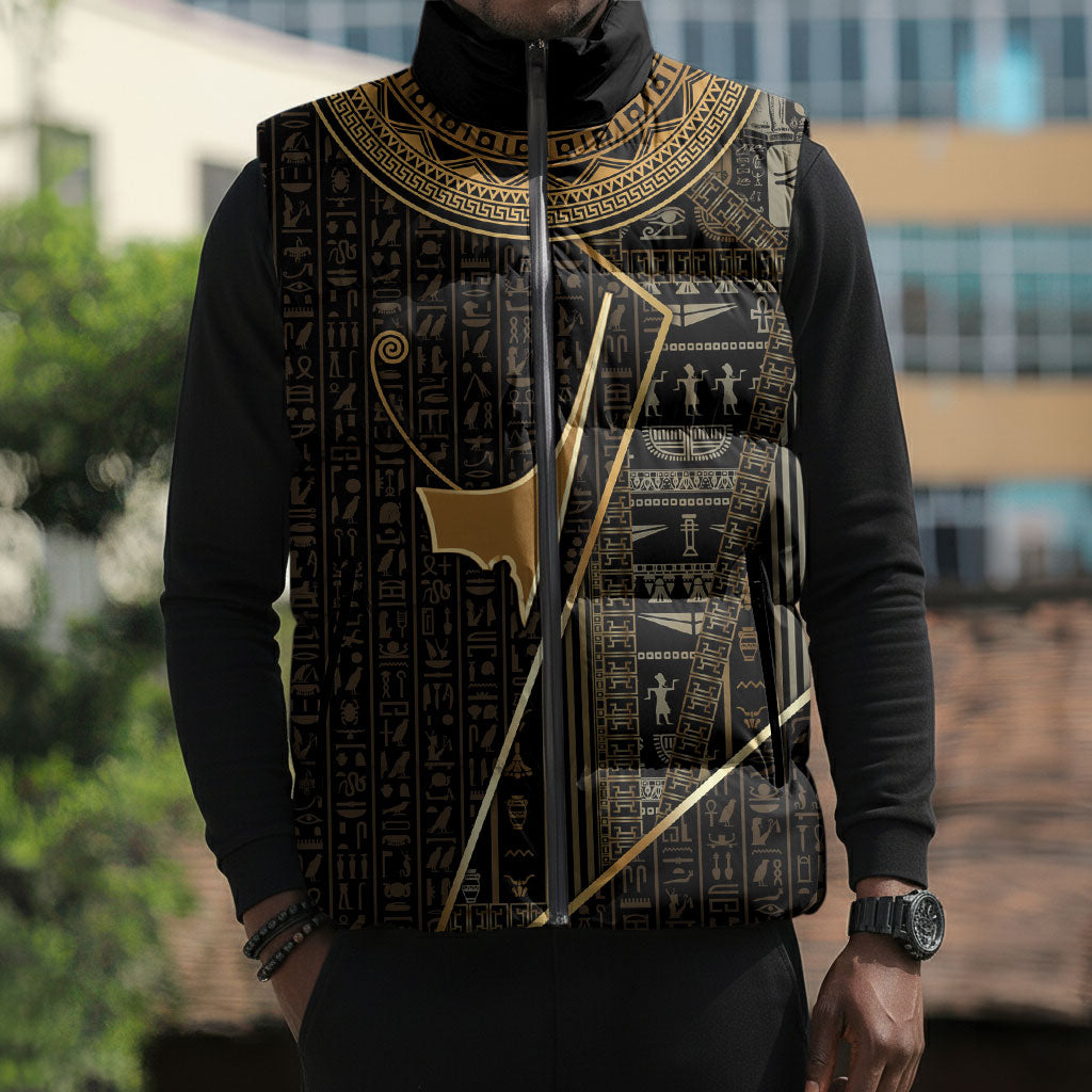 Egypt Deshret Crown Sleeveless Puffer Jacket Ancient Mythology Pharaoh With Pschent