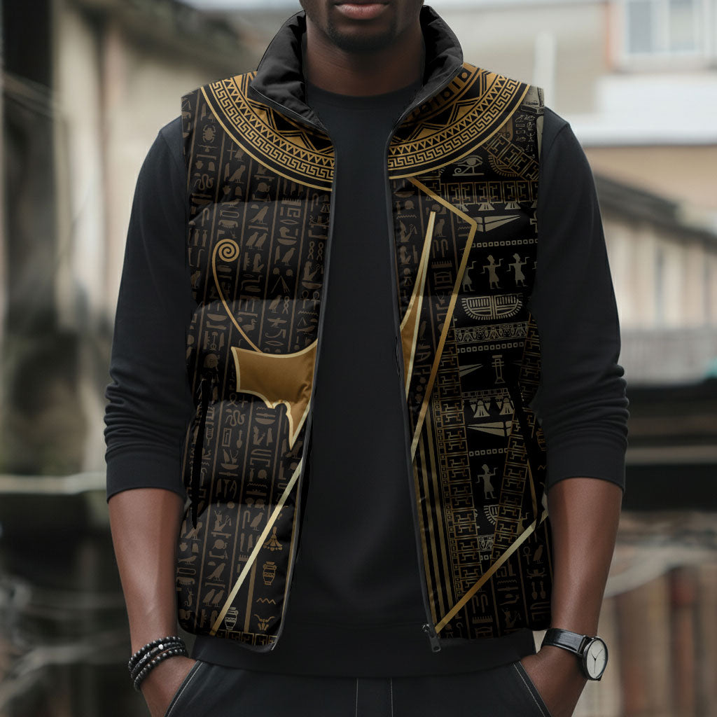 Egypt Deshret Crown Sleeveless Puffer Jacket Ancient Mythology Pharaoh With Pschent