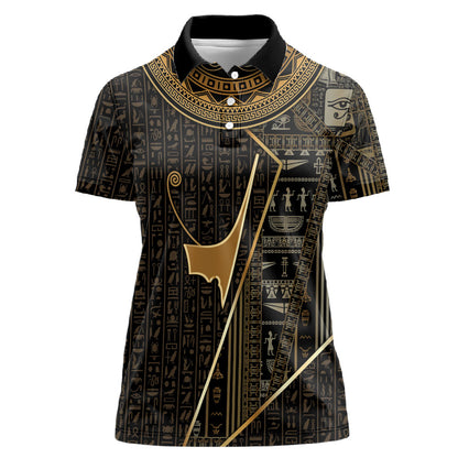 Egypt Deshret Crown Women Polo Shirt Ancient Mythology Pharaoh With Pschent