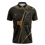 Egypt Deshret Crown Zipper Polo Shirt Ancient Mythology Pharaoh With Pschent