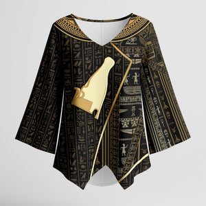 Egypt Hedjet Crown Kimono Sleeve Blouse Ancient Mythology Upper Pharaoh