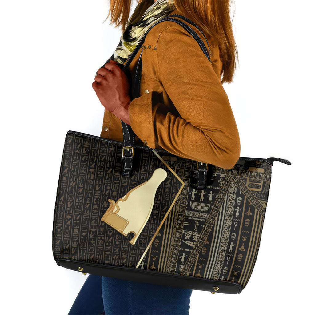 Egypt Hedjet Crown Leather Tote Bag Ancient Mythology Upper Pharaoh