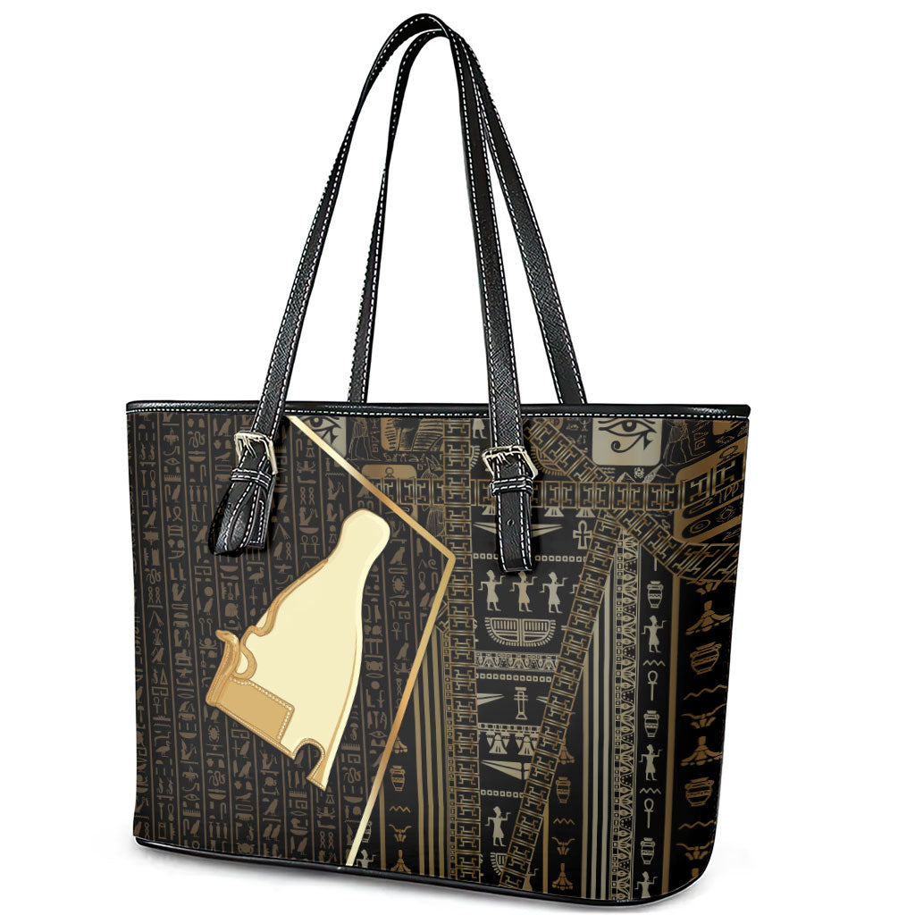 Egypt Hedjet Crown Leather Tote Bag Ancient Mythology Upper Pharaoh