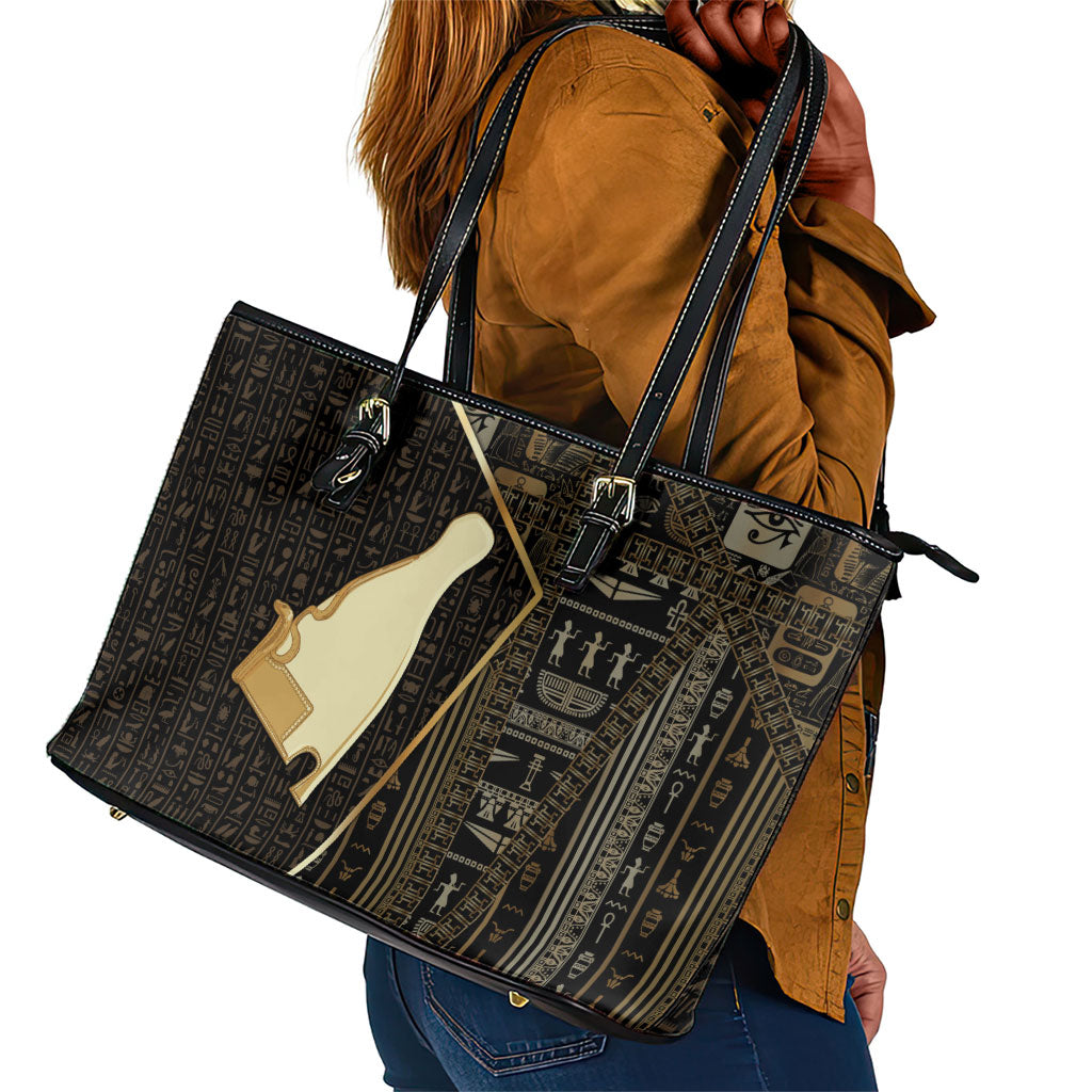 Egypt Hedjet Crown Leather Tote Bag Ancient Mythology Upper Pharaoh
